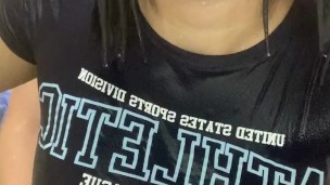 Cute 19 yo girl fucks her best friend in the bathroom