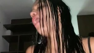 My stepcousin’s bitch after coming out of the bathroom, the first thing she asks me is to cock