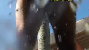 pissing in your face in public. public domination.