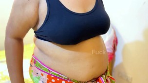 Huge Hanging Tits Big Ass & Wet Tight Pussy Black Bra & White Panty Wearing Muslim Arab Girl