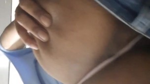 I film my beautiful tits, my body, ass and my pussy in a thong for social networks