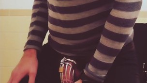 Leaking away after making a video for Miss Allie in hopes she might permit me an orgasm