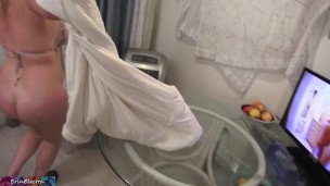Up late and sneaking into the kitchen to fuck stepmom