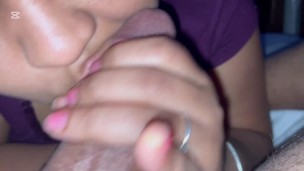I suck my man’s dick and he comes in my face. Facial. Suscribe like and comment please